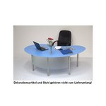 Glastisch 03_Schreibtisch mit Sichtschutz, blau - in verschiedenen Farben